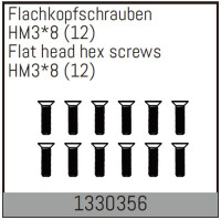 Absima - HM3*8mm Flachkopfschrauben (12 St.) (1330356)